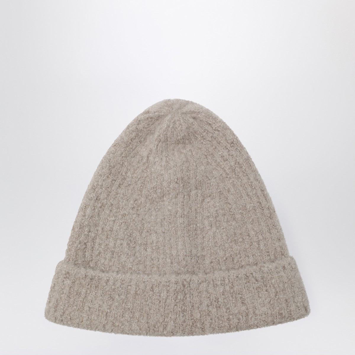 The Row Beige Leomir beanie in cashmere and silk blend