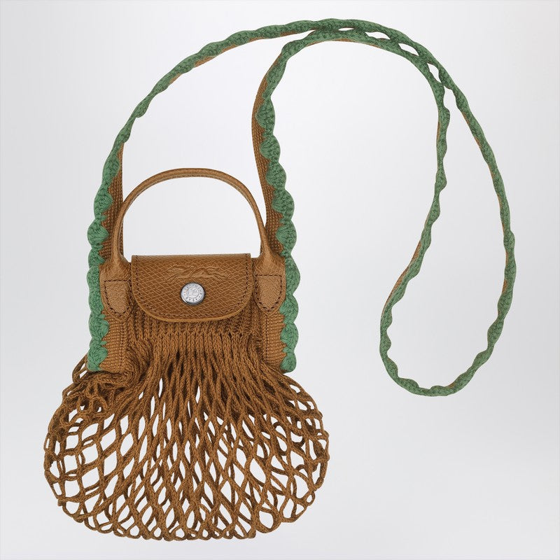 Longchamp XS La Pliage mesh bag in Tobacco colour