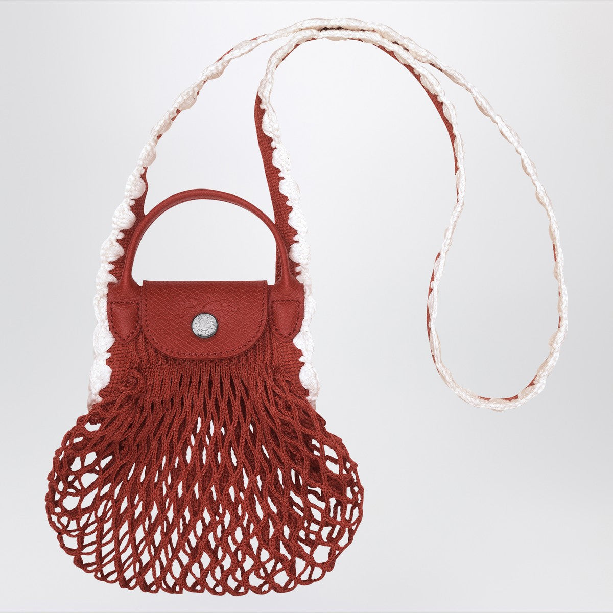 Longchamp XS La Pliage mesh bag in Terracotta colour