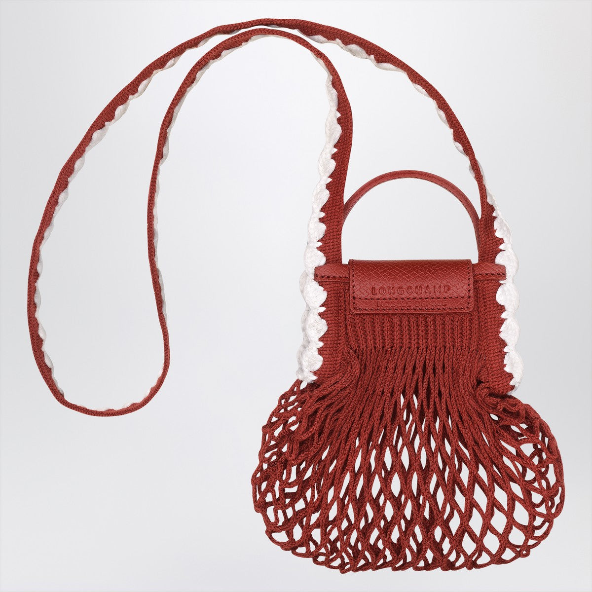 Longchamp XS La Pliage mesh bag in Terracotta colour