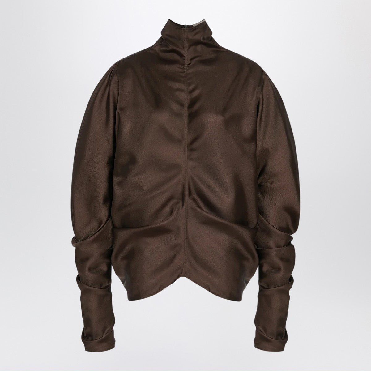 The Row Miles top in taupe silk