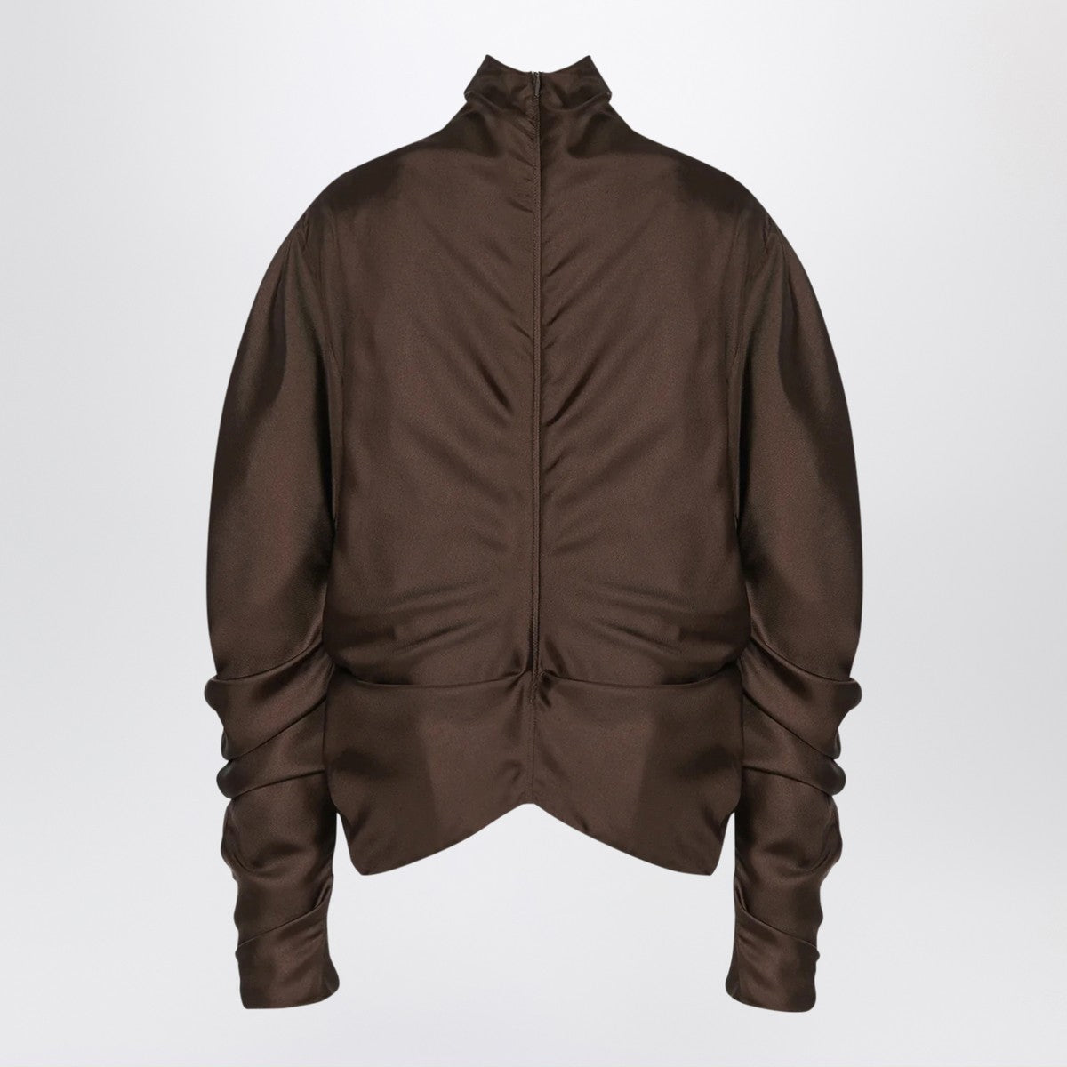 The Row Miles top in taupe silk