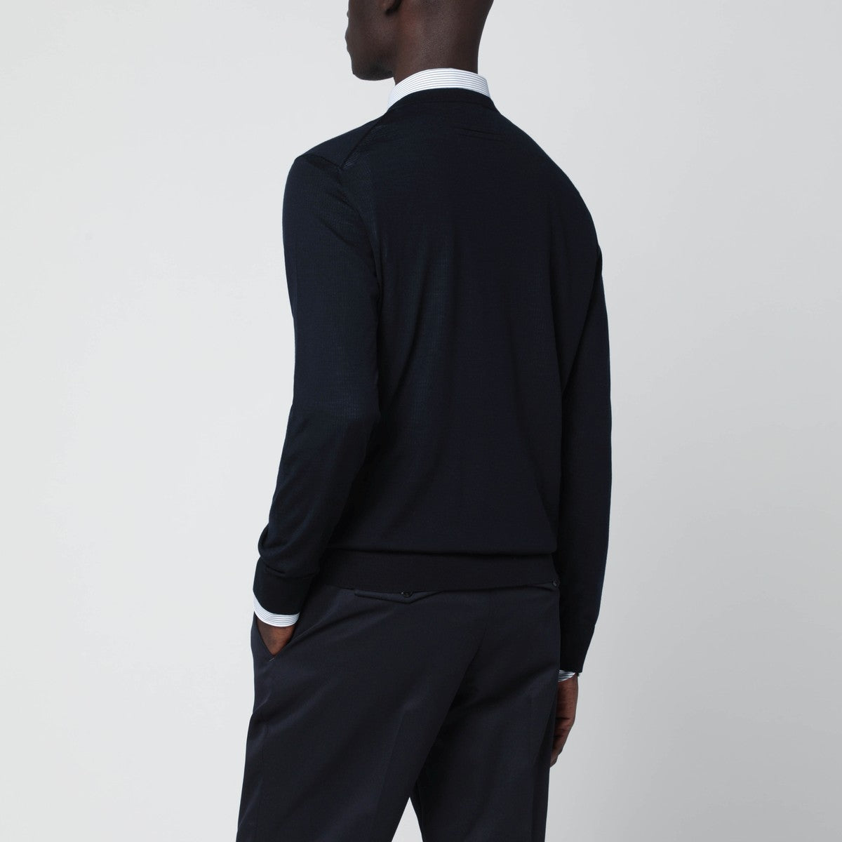 ZEGNA Navy blue crew-neck wool sweater