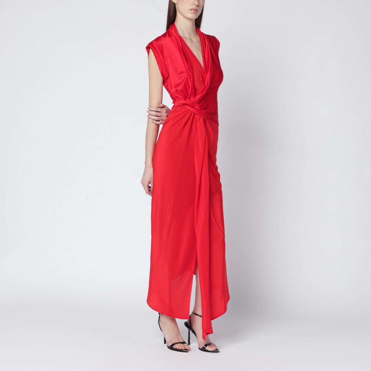 Victoria Beckham Red woven dress in shiny jersey