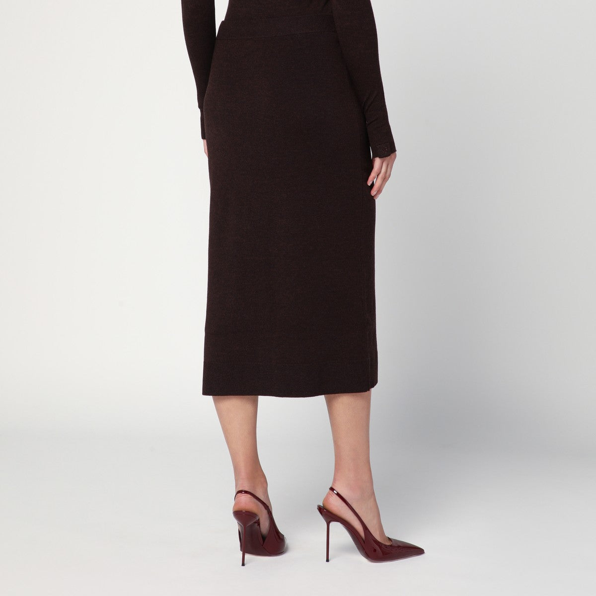 Victoria Beckham Brown midi skirt in wool blend