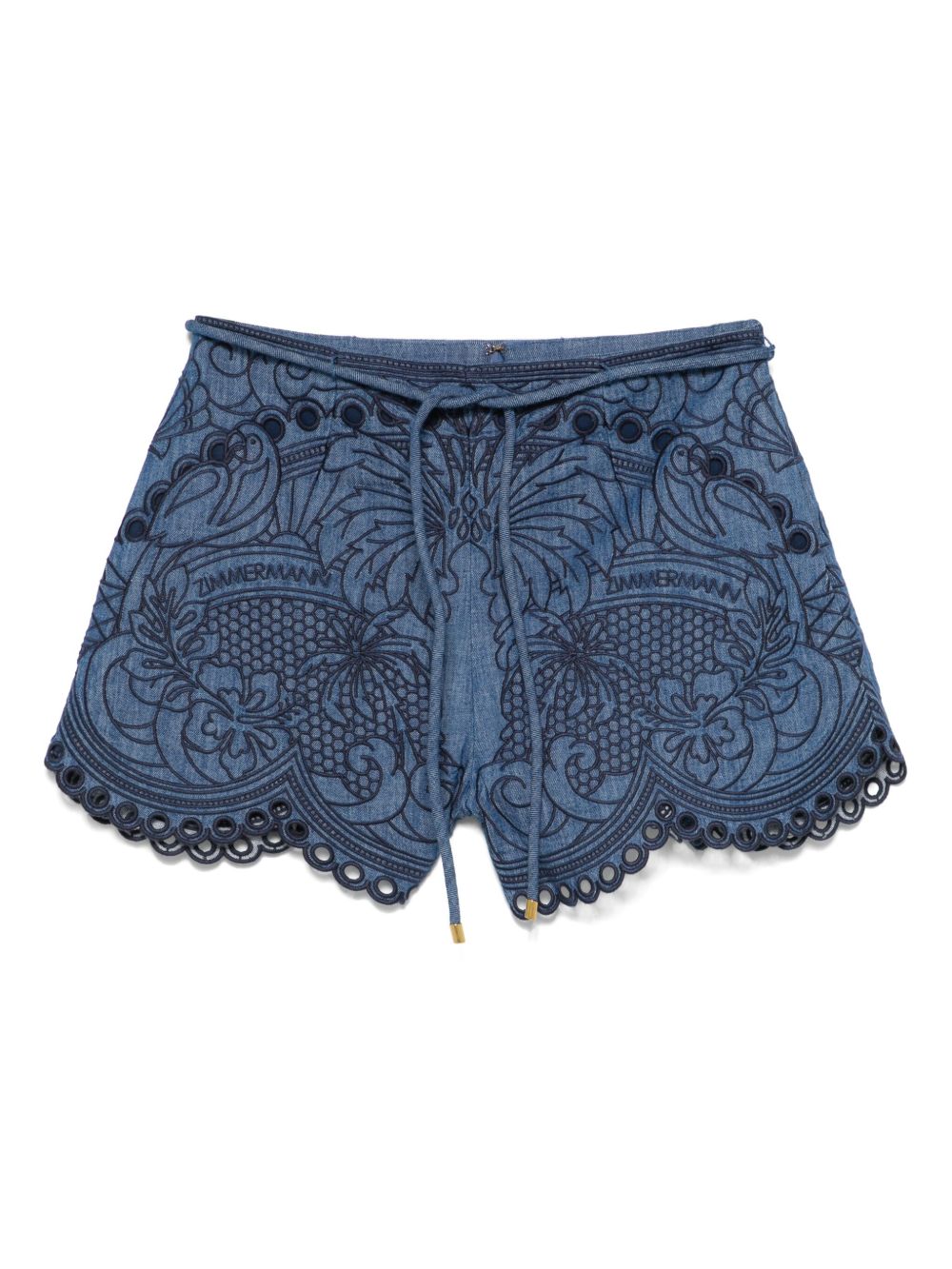 Zimmermann Coco embroidered denim shorts