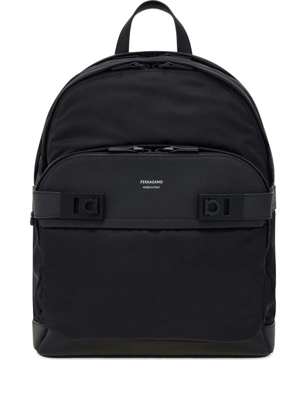 Ferragamo Men's Black Twins Nylon Backpack