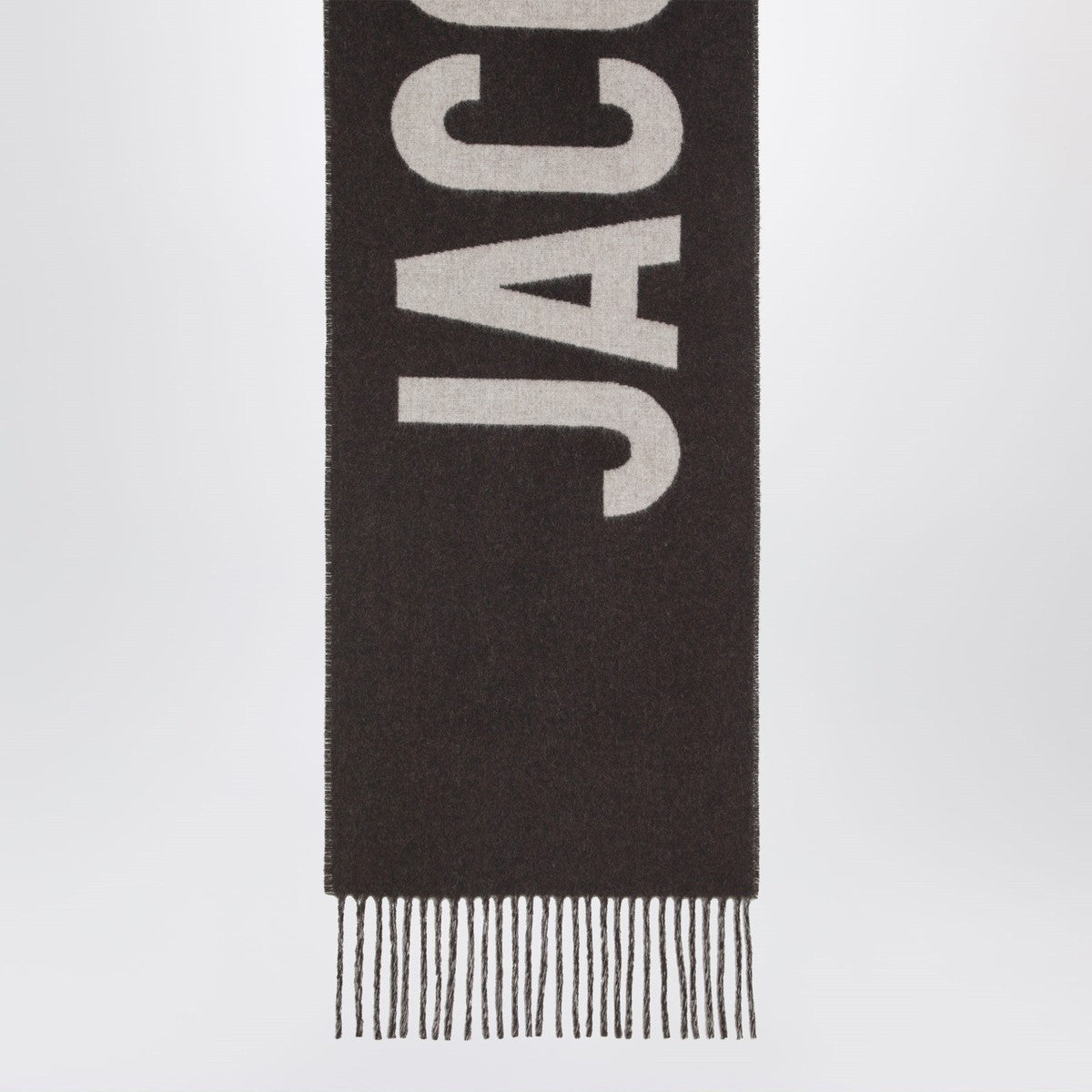 JACQUEMUS Multi-brown wool scarf with logo