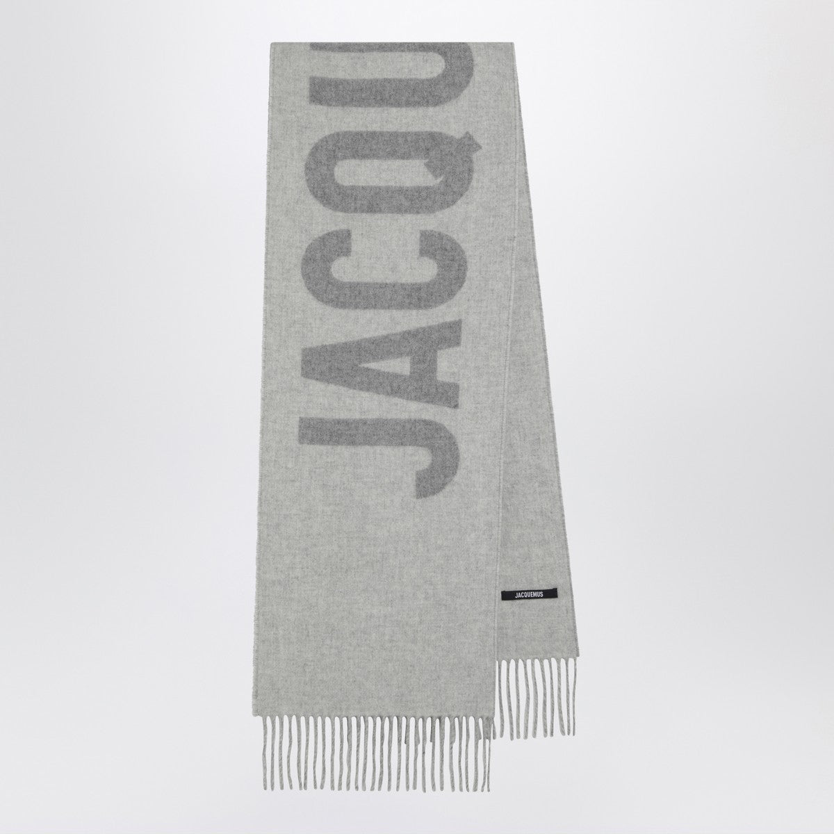 JACQUEMUS Grey wool scarf with logo