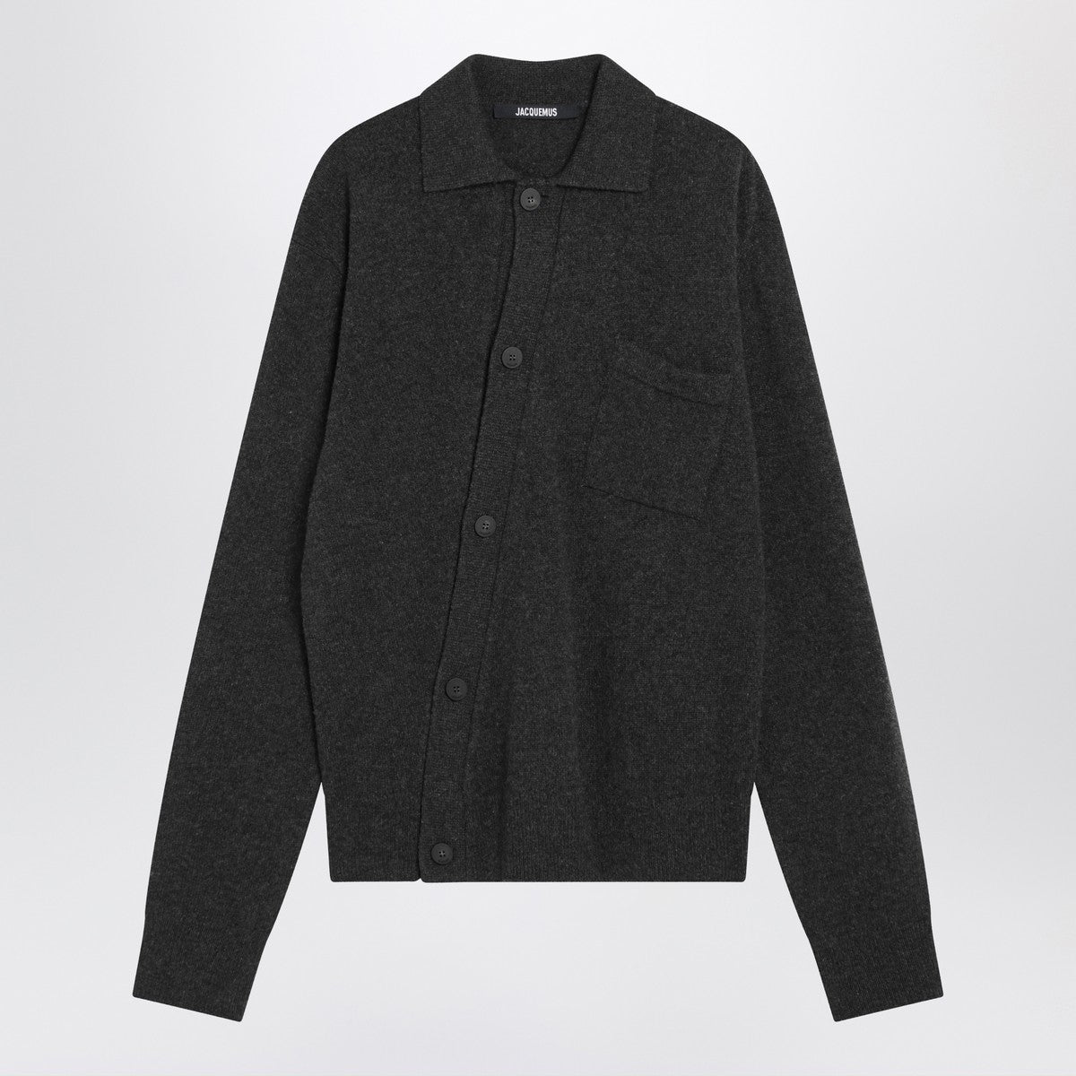 JACQUEMUS Dark grey wool and cashmere cardigan