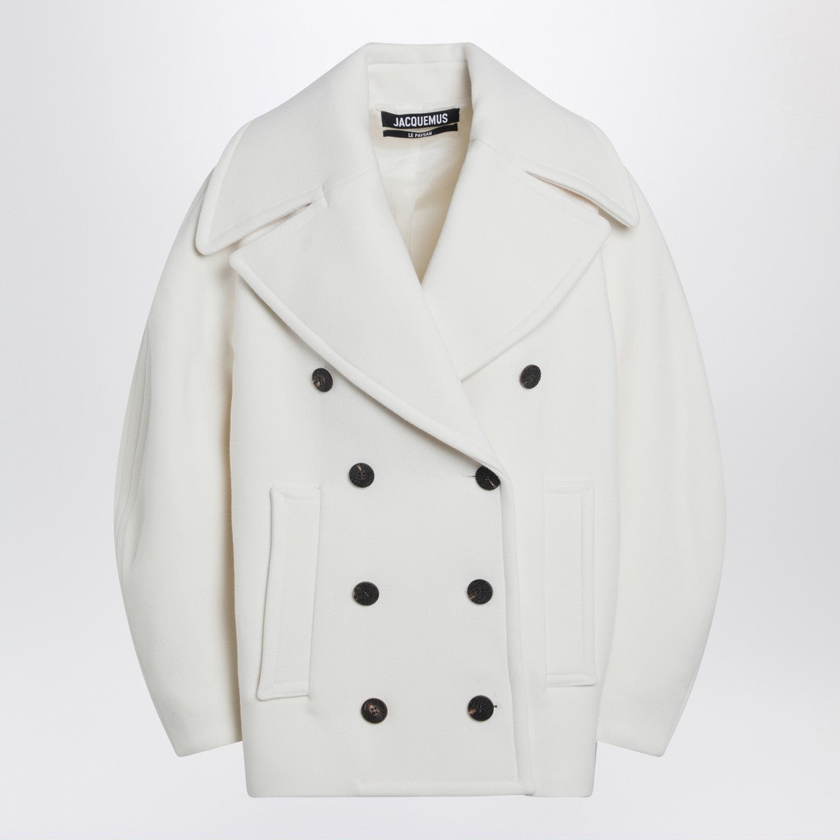 JACQUEMUS White wool double-breasted coat