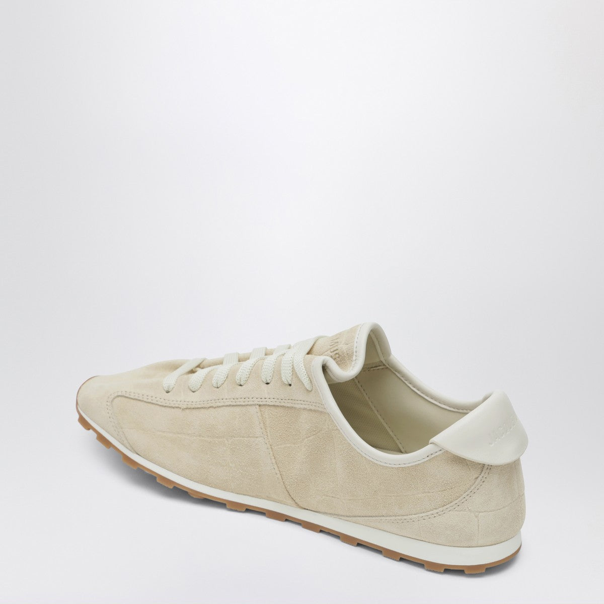 JACQUEMUS Sneaker Tennis in ivory crocodile effect suede