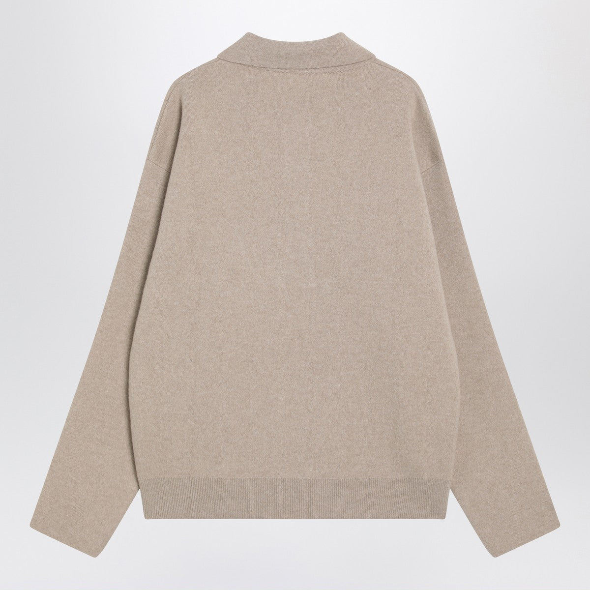 JACQUEMUS Beige wool and cashmere polo sweater