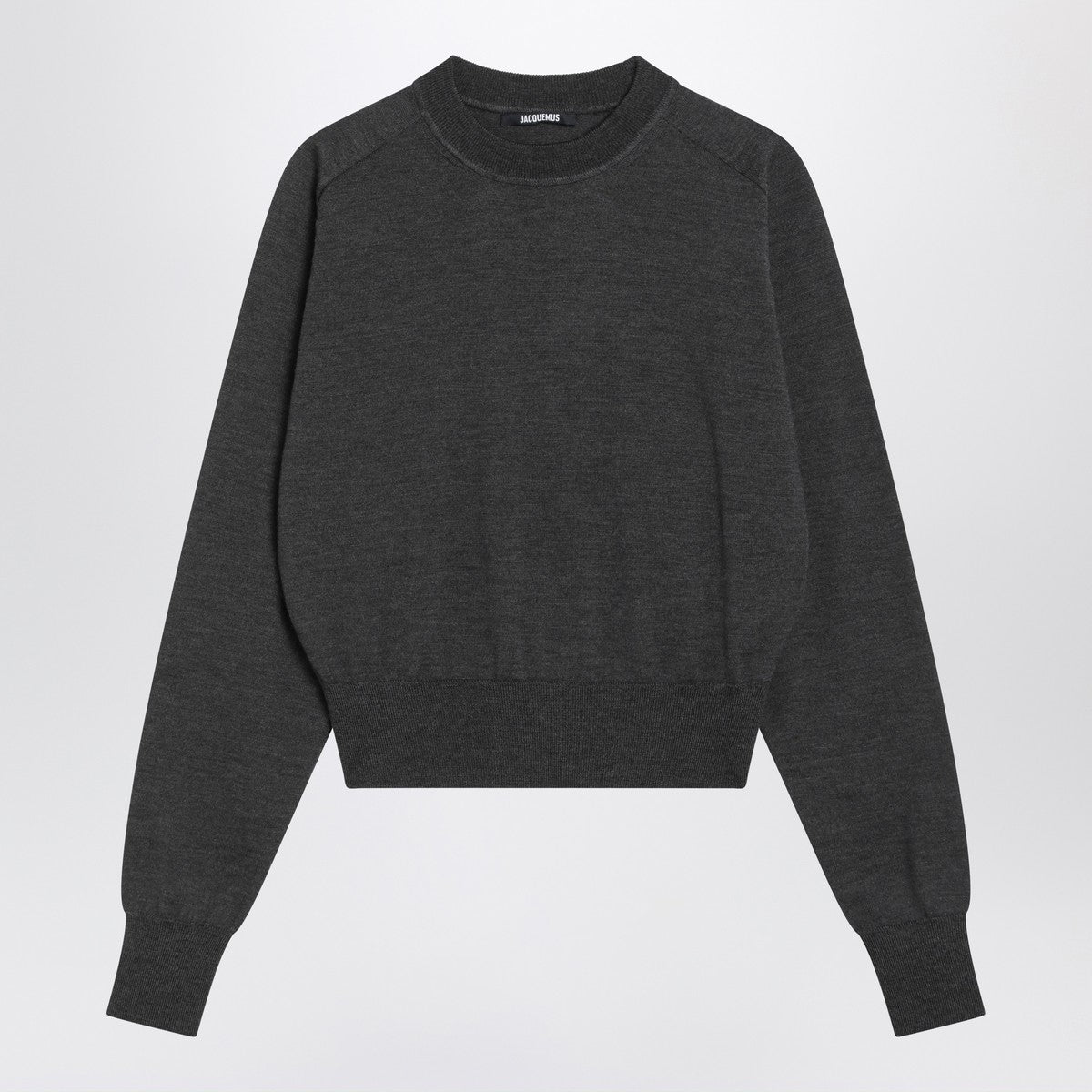 JACQUEMUS Grey wool sweater with logo embroidery