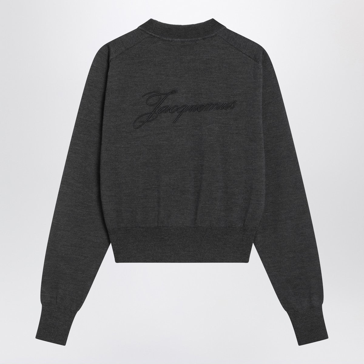JACQUEMUS Grey wool sweater with logo embroidery
