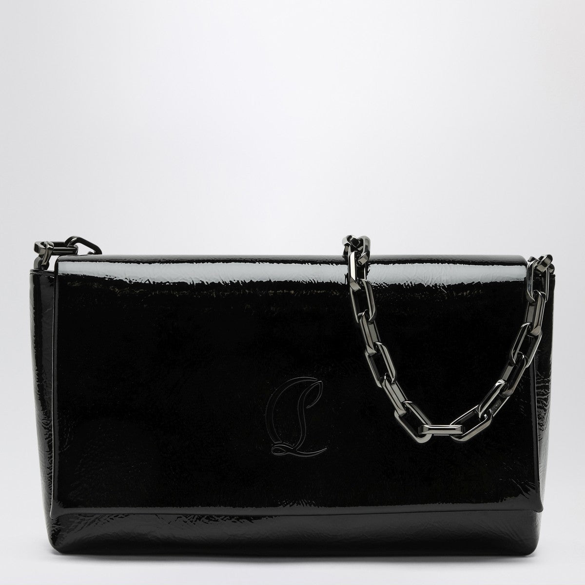 Christian Louboutin Loubi54 black patent leather clutch bag