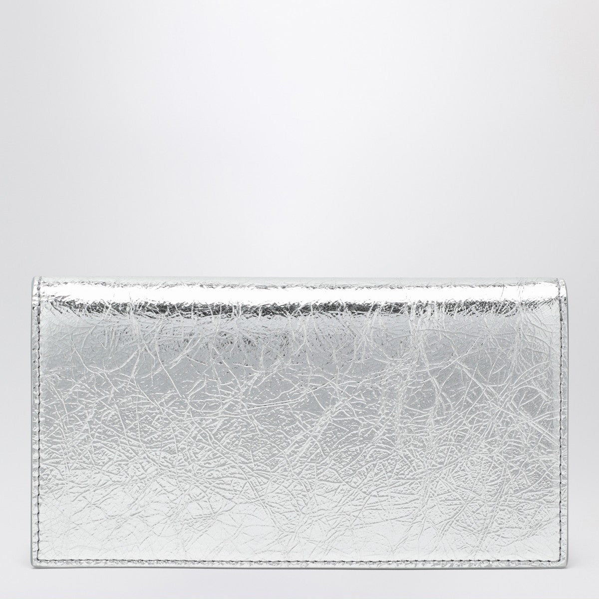 Christian Louboutin Loubi54 silver laminated leather clutch bag