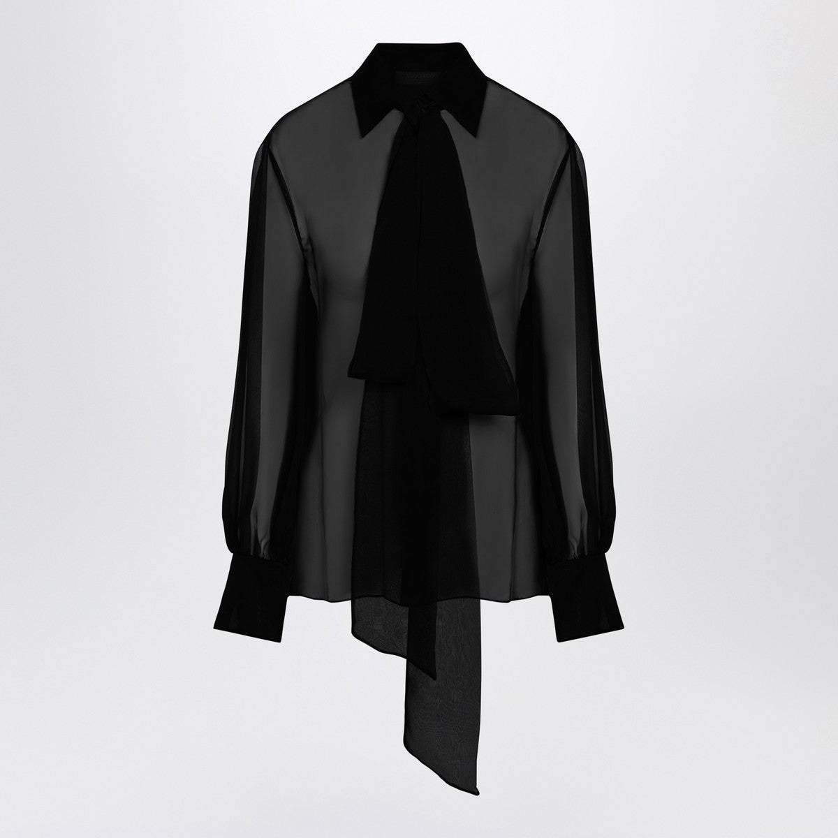Valentino Semi-transparent black silk chiffon shirt