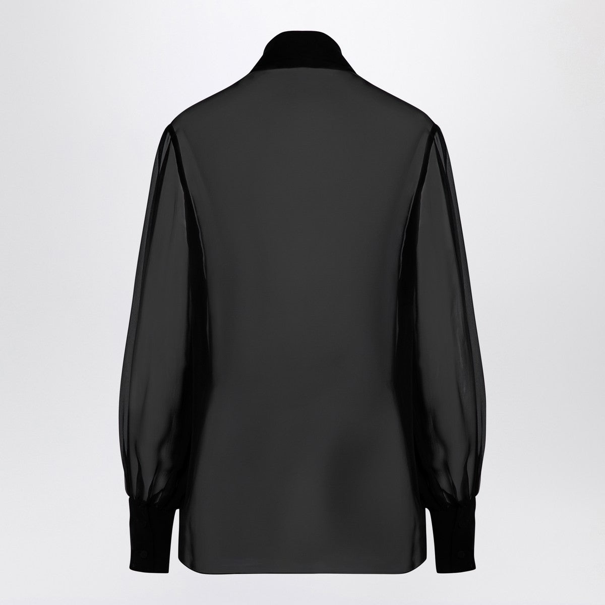Valentino Semi-transparent black silk chiffon shirt