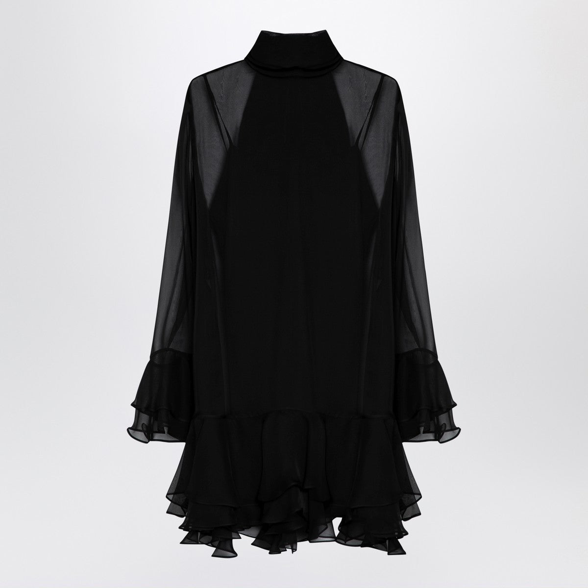 Valentino Semi transparent black silk dress