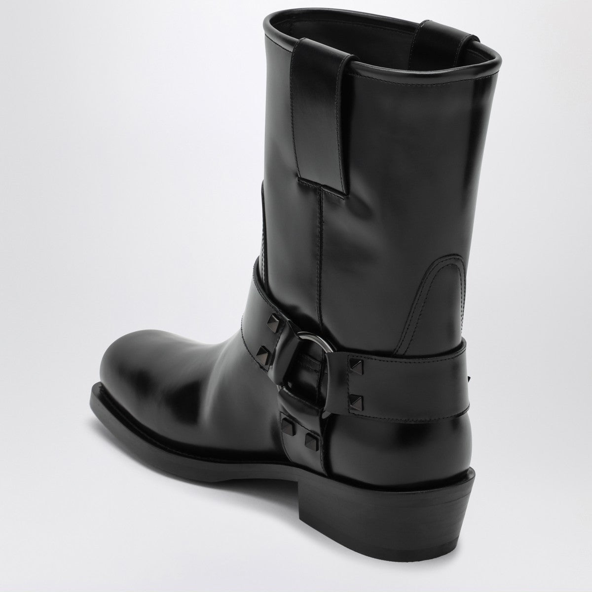 Valentino Garavani Black leather Biker Rockstud low boot