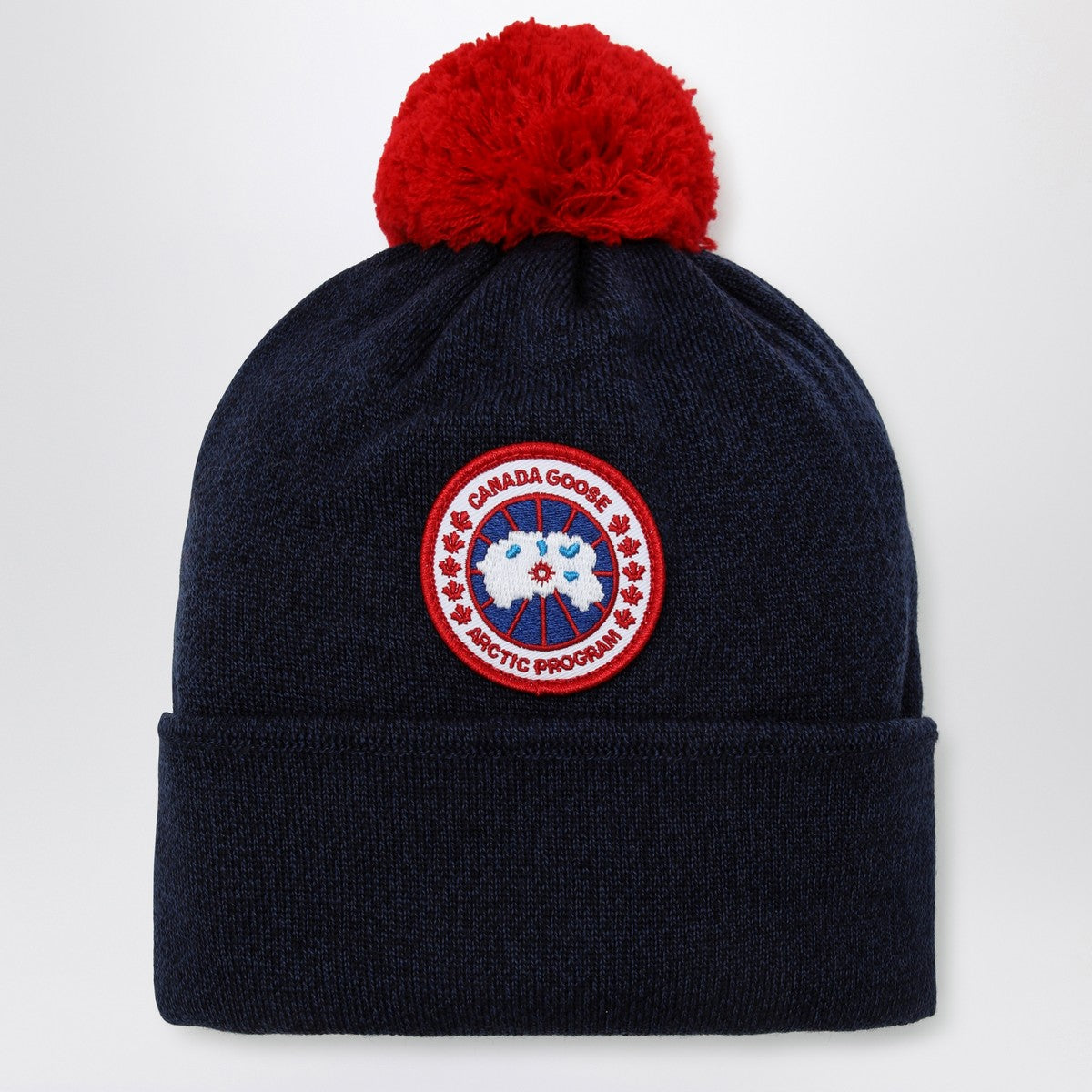 Canada Goose Navy blue wool bonnet with pon pon