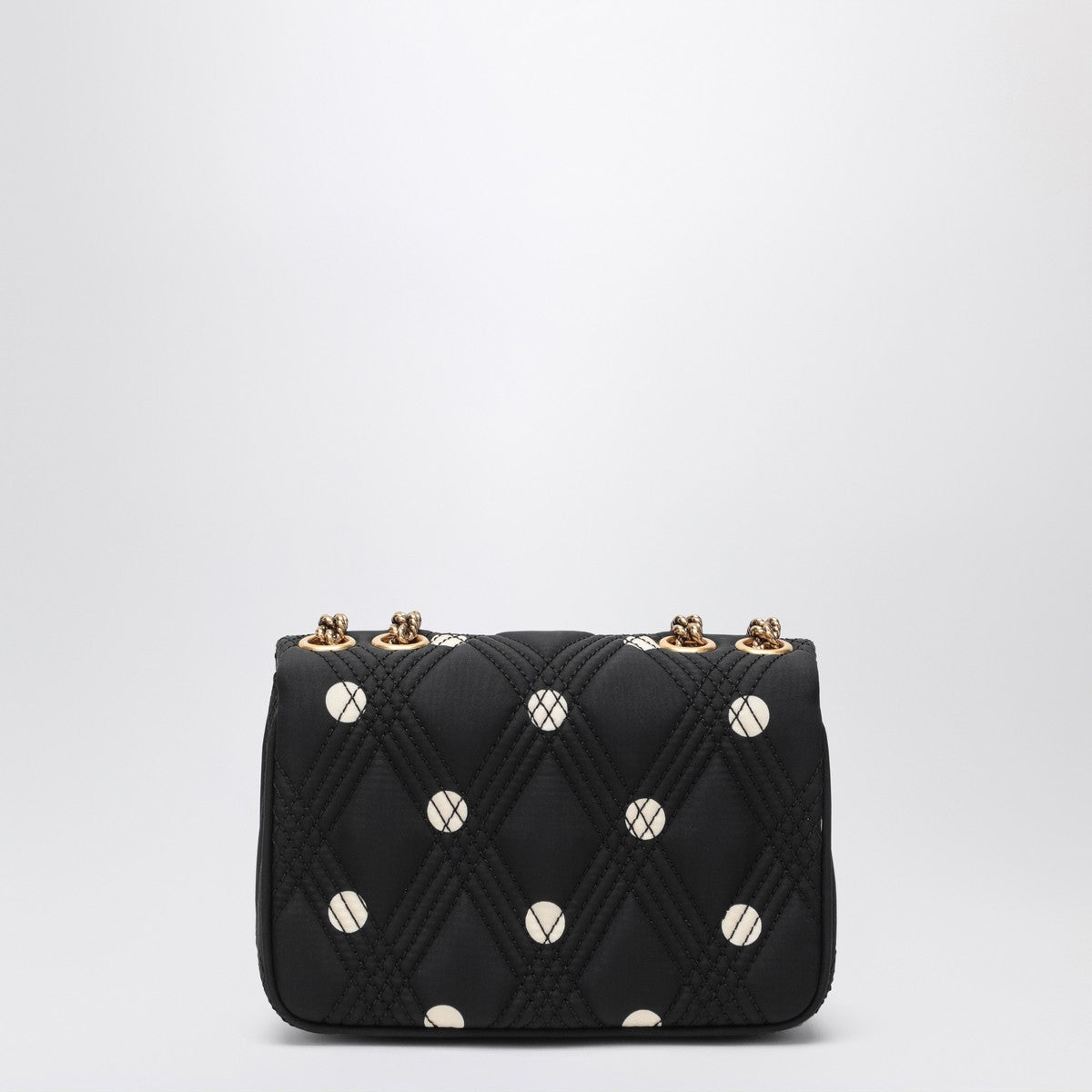 Valentino Garavani Black Quiltie 67 bag with ivory polka dots