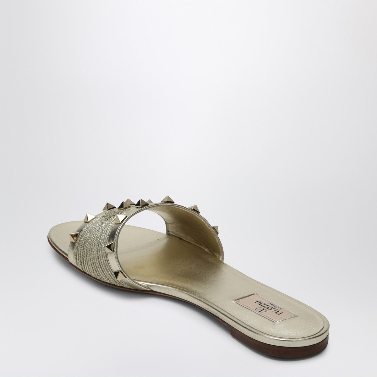 Valentino Garavani Roman Stud Sandals in Platinum Colour
