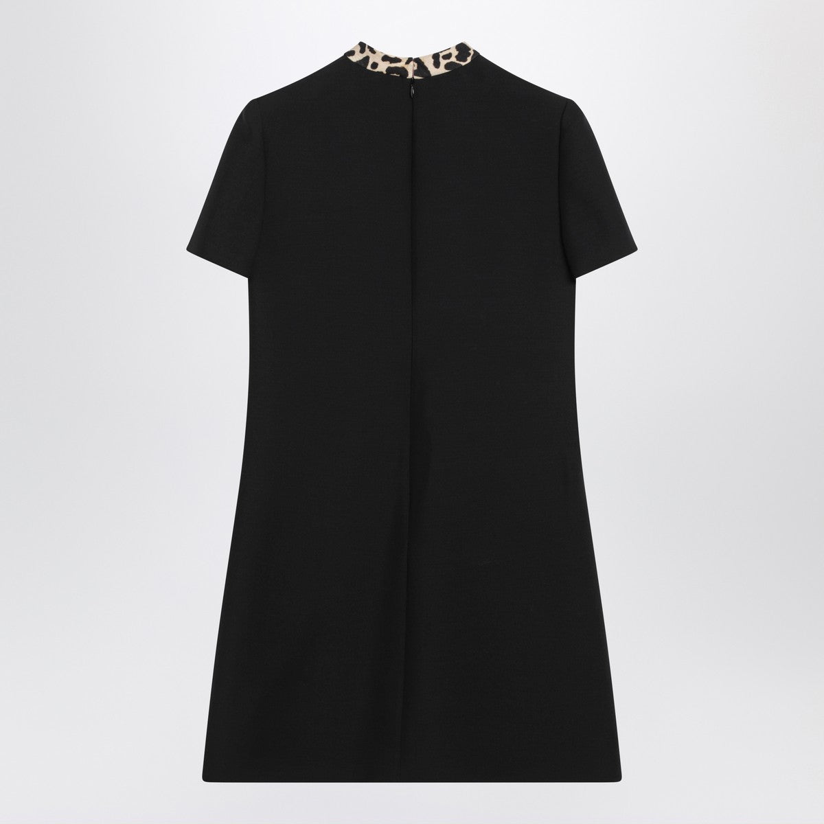 Valentino Black Crepe Couture dress with animal-print bow
