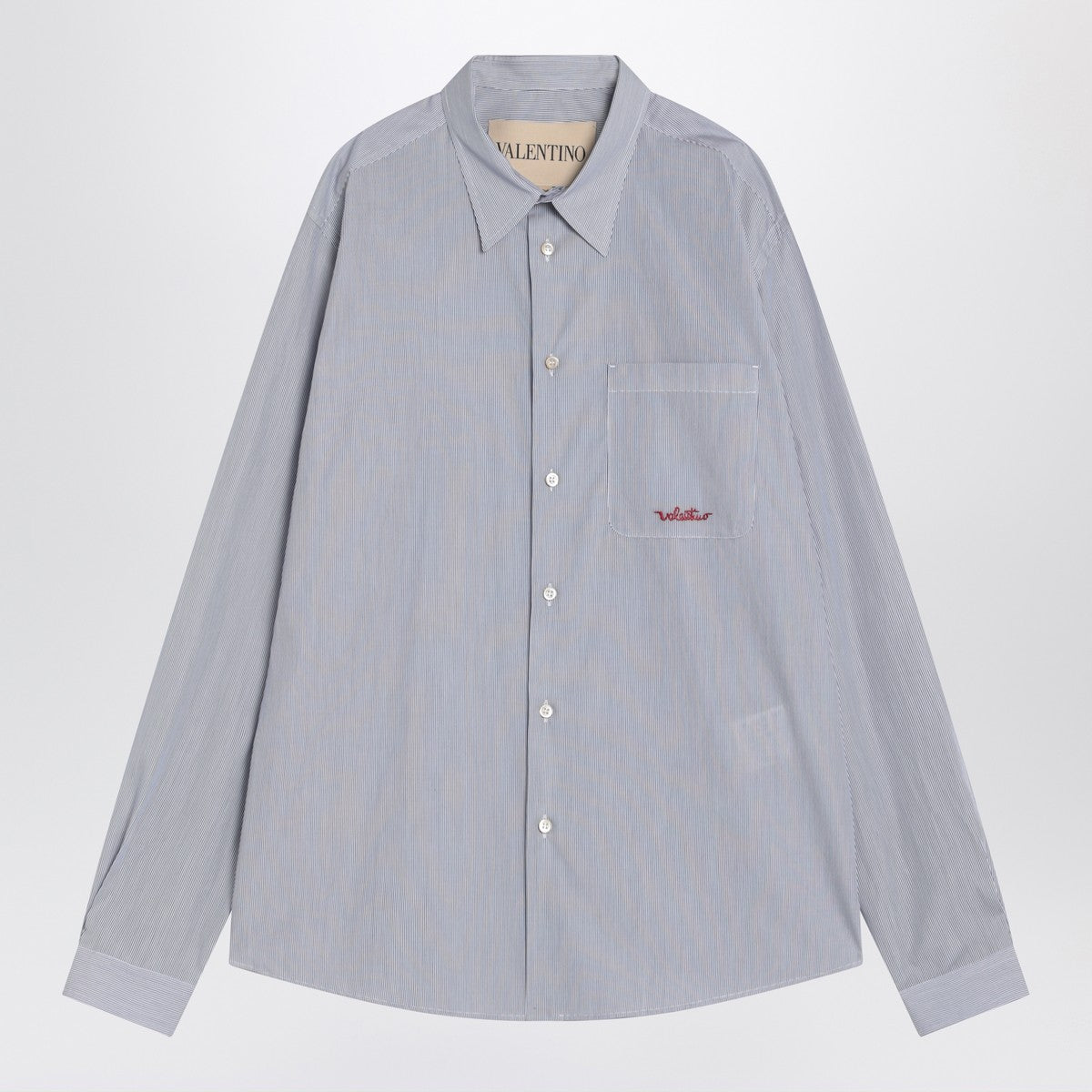 Valentino Light blue cotton shirt with logo