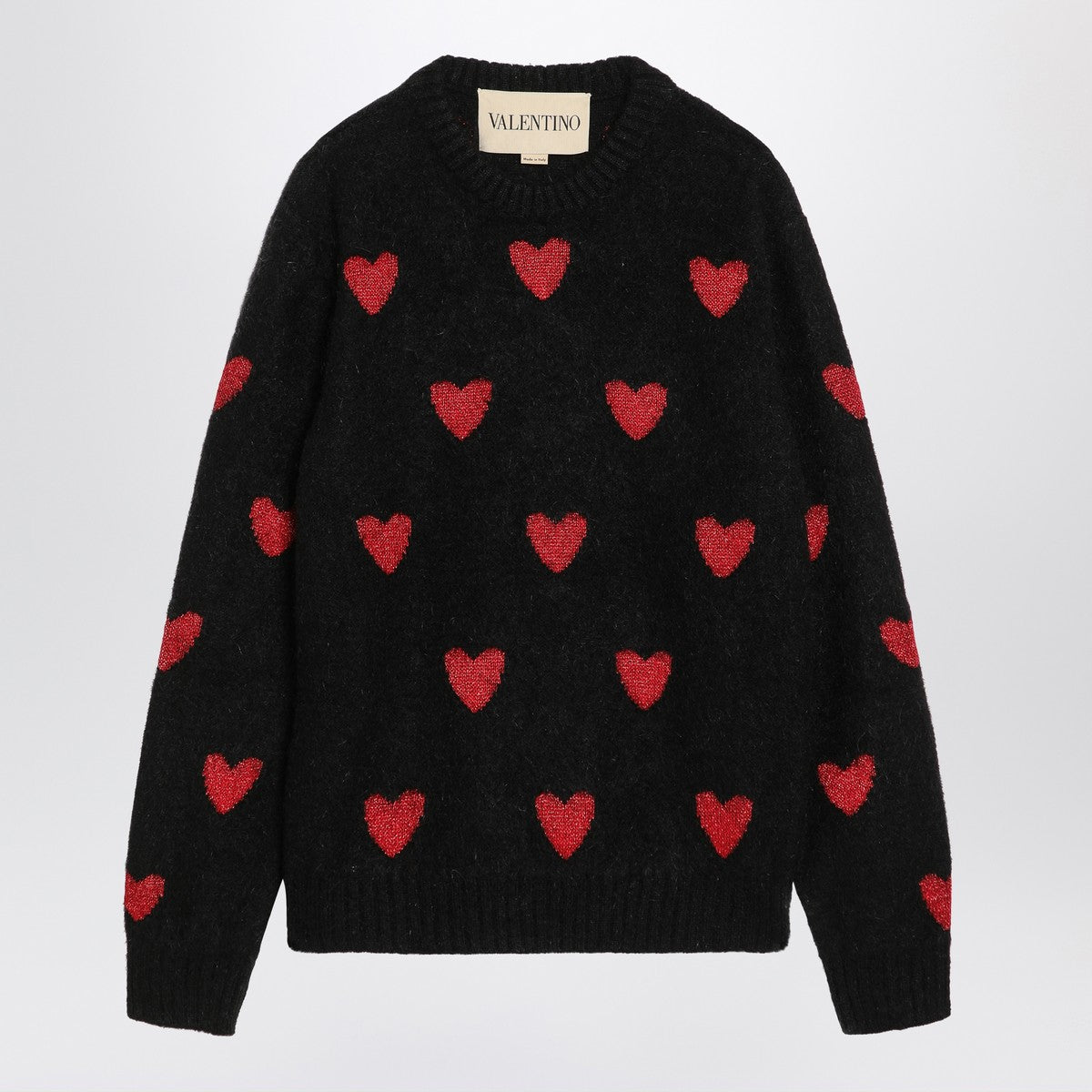 Valentino Jacquard heart pattern sweater black/red