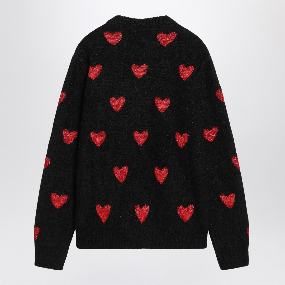 Valentino Jacquard heart pattern sweater black/red