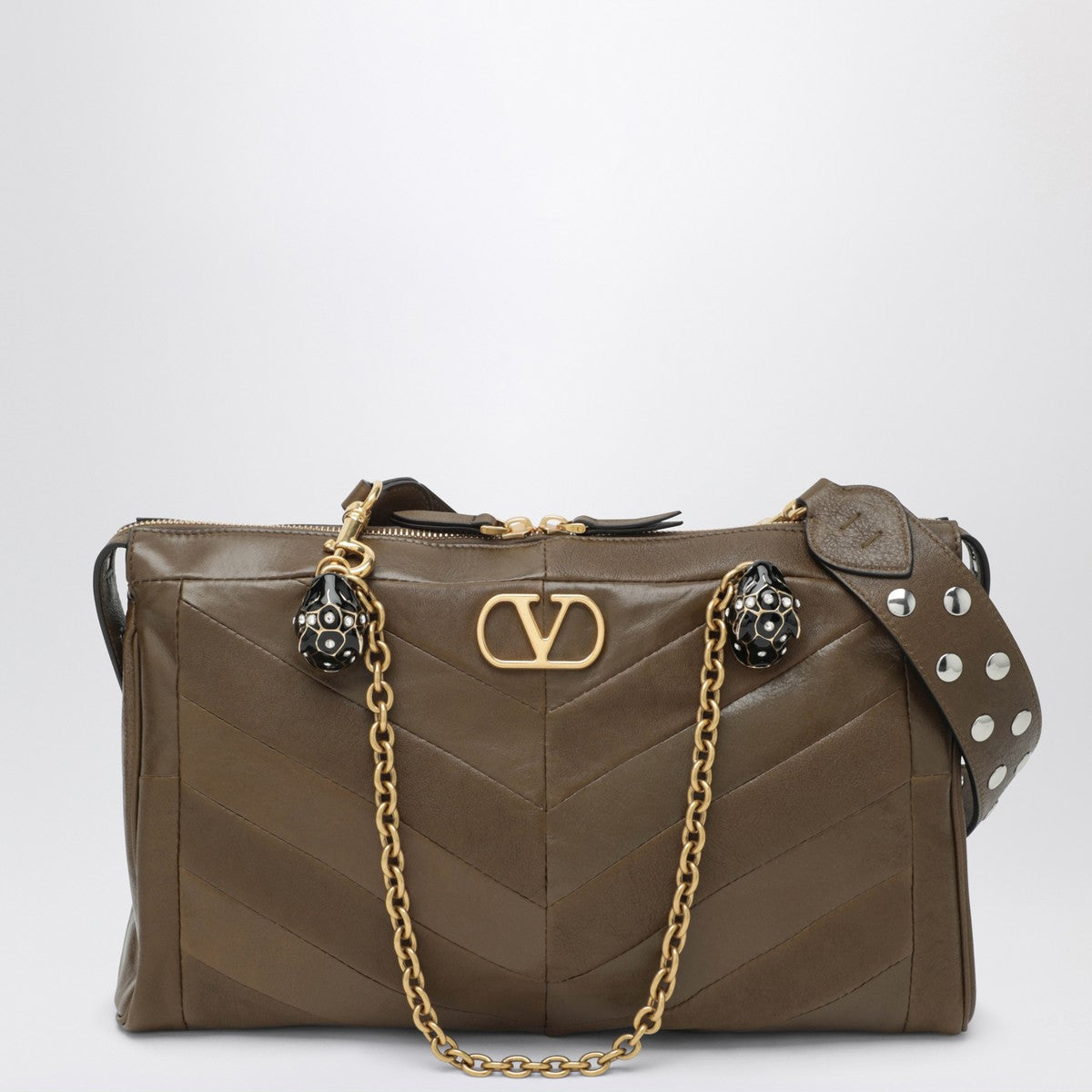 Valentino Garavani Panthea bag in tundra-colored chevron-pattern nappa