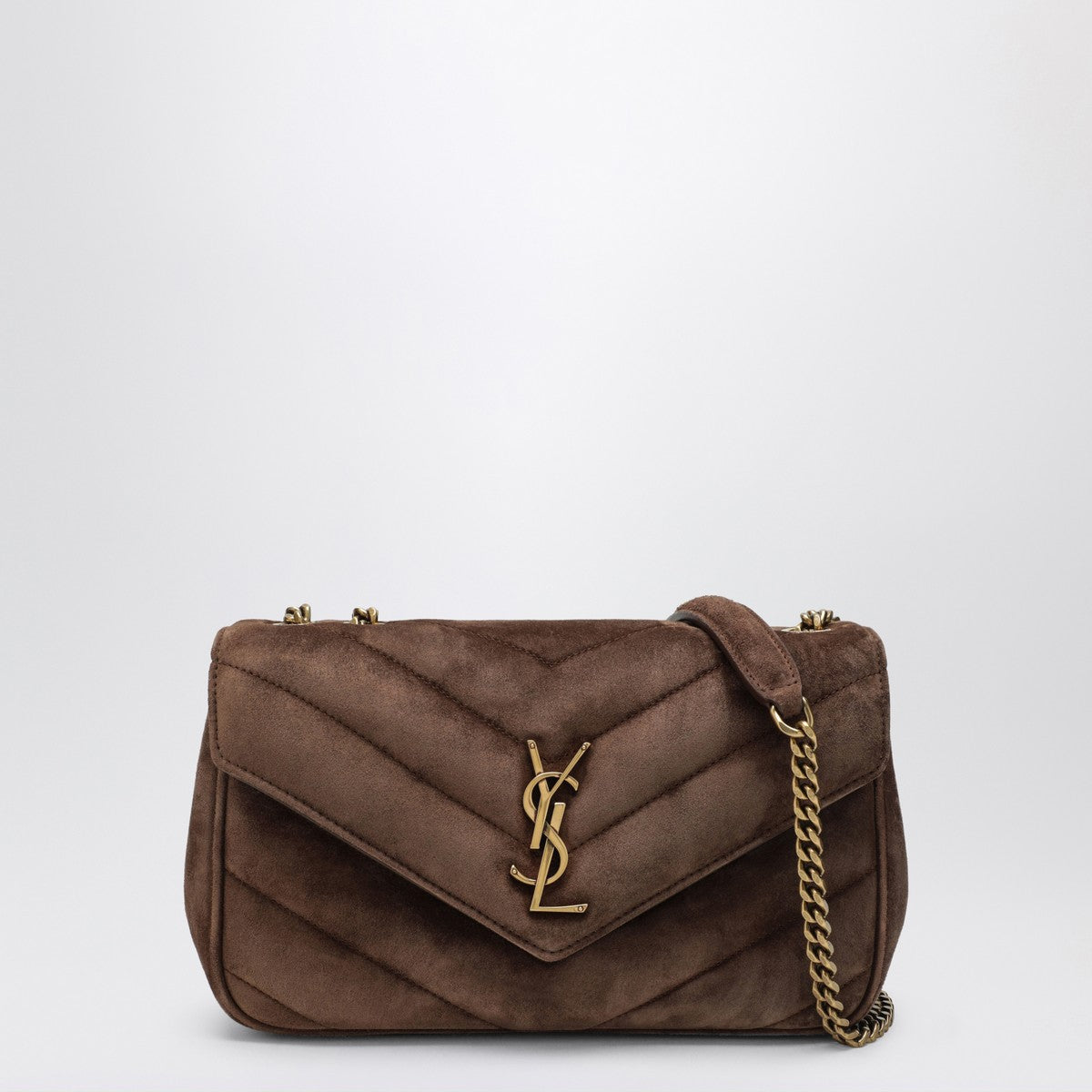 Saint Laurent Small LouLou bag in brown quilted suede