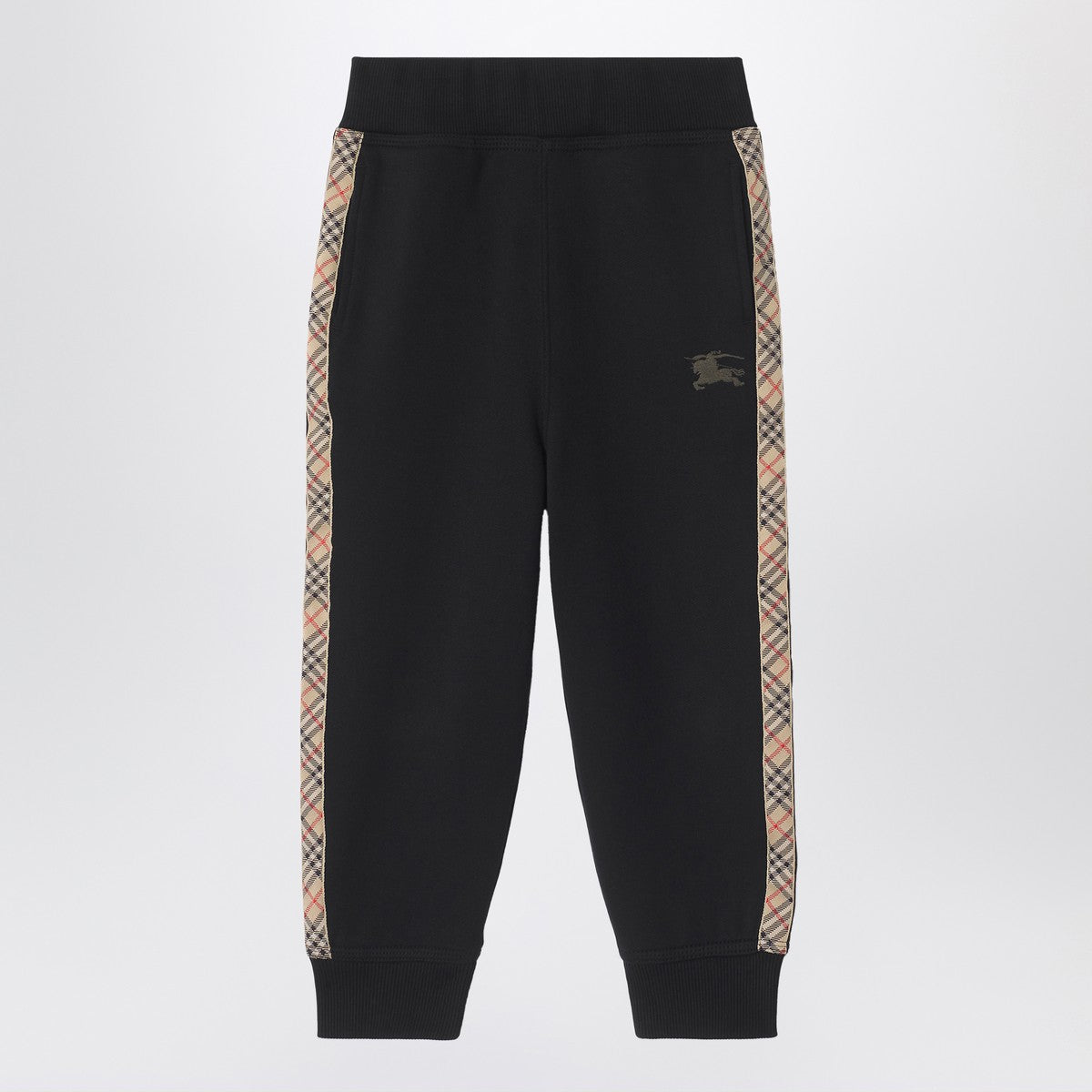 Burberry Black jogging trousers with Check motif detail