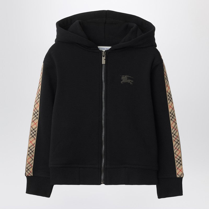 Burberry Black sweatshirt with Check motif detail