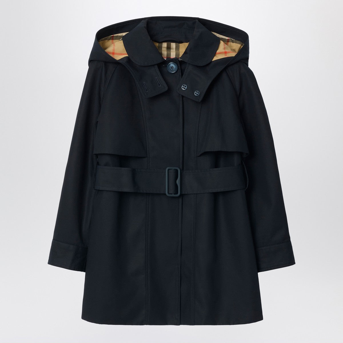 Burberry Single-breasted navy blue cotton trench coat