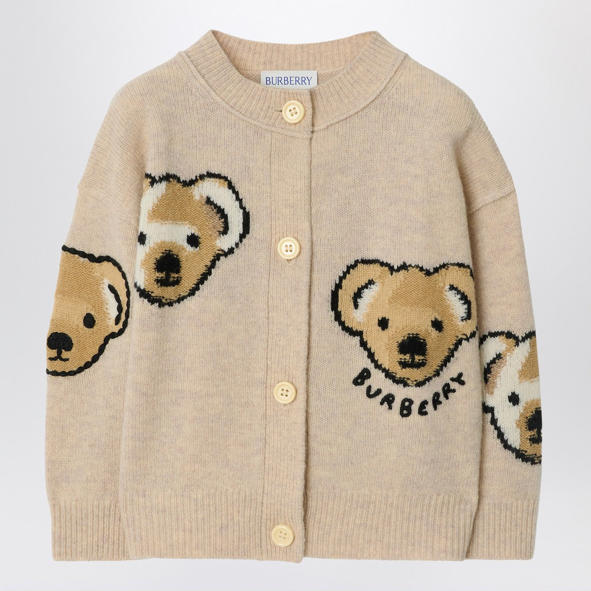 Burberry Beige cardigan in wool with Thomas bear and friends