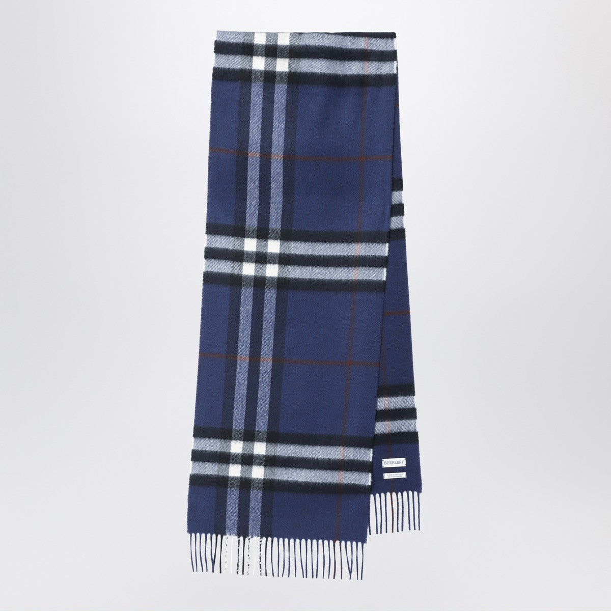 Burberry Blue cashmere scarf with Check pattern