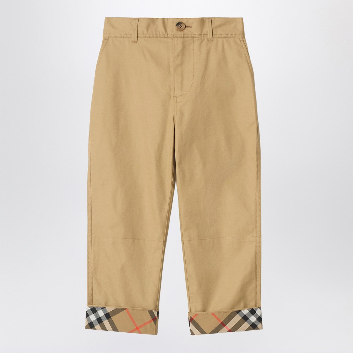 Burberry Beige trousers with Check turn-ups