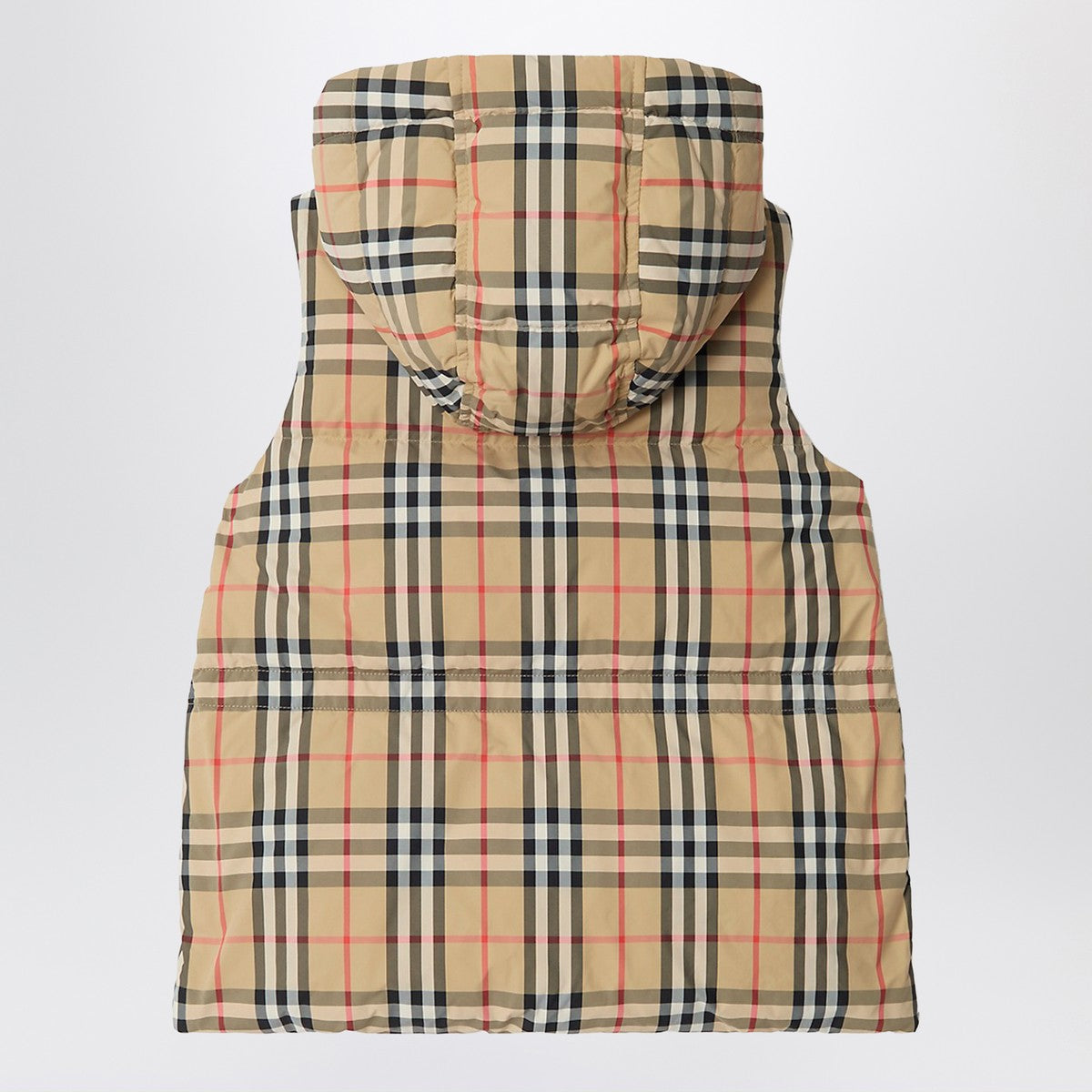 Burberry Nylon sleeveless down jacket with Check motif