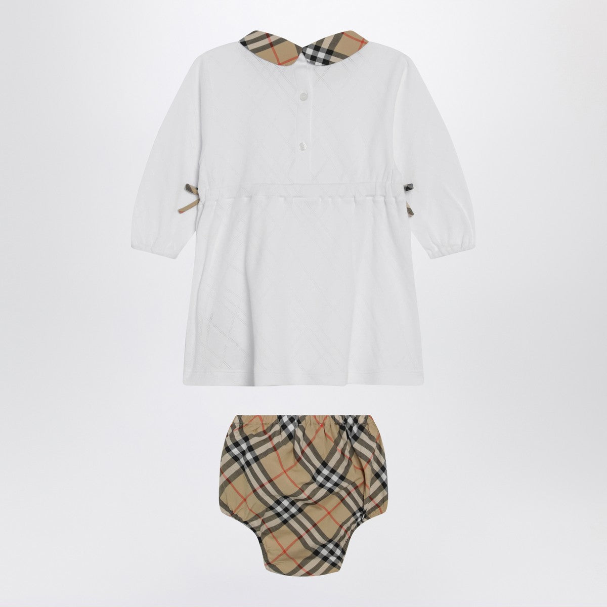 Burberry White set with Check motif trims