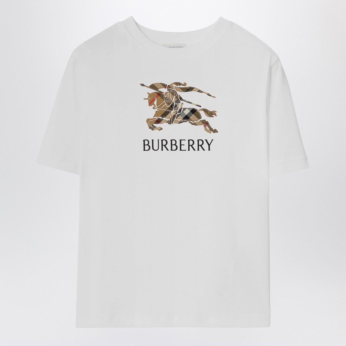 Burberry White cotton T-shirt with EKD Check