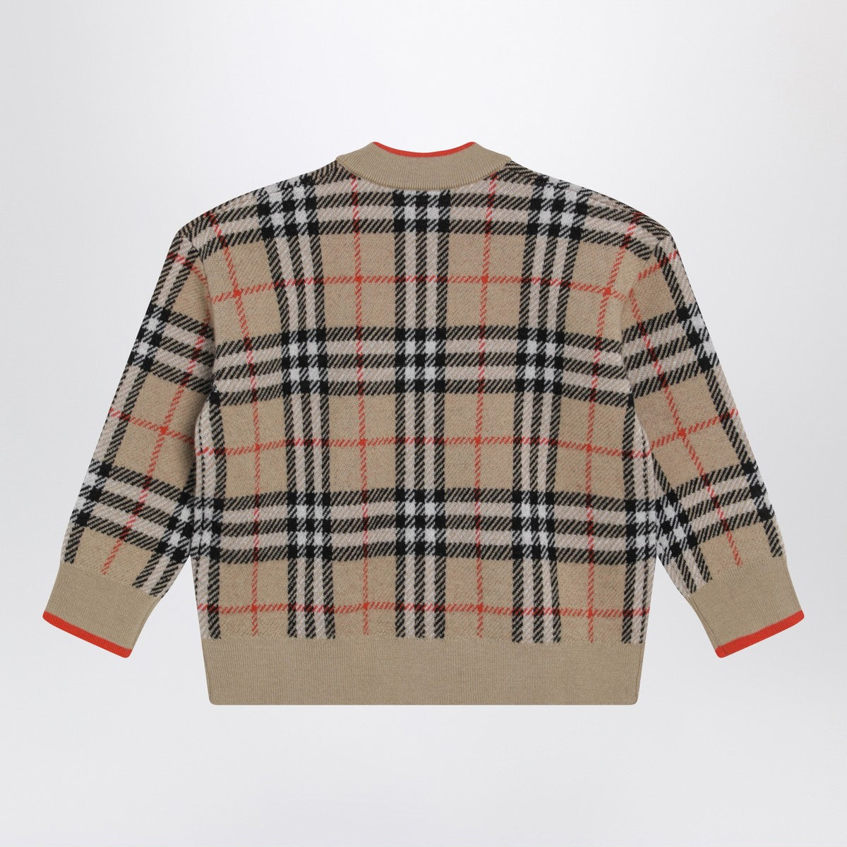 Burberry Beige wool cardigan with Check motif