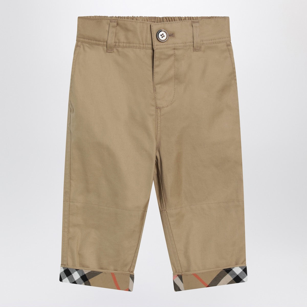 Burberry Beige trousers with Check turn-ups