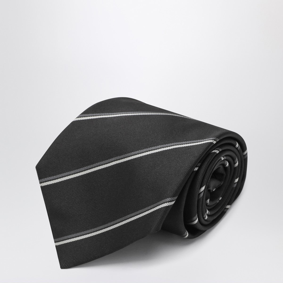 Saint Laurent Brown striped silk tie