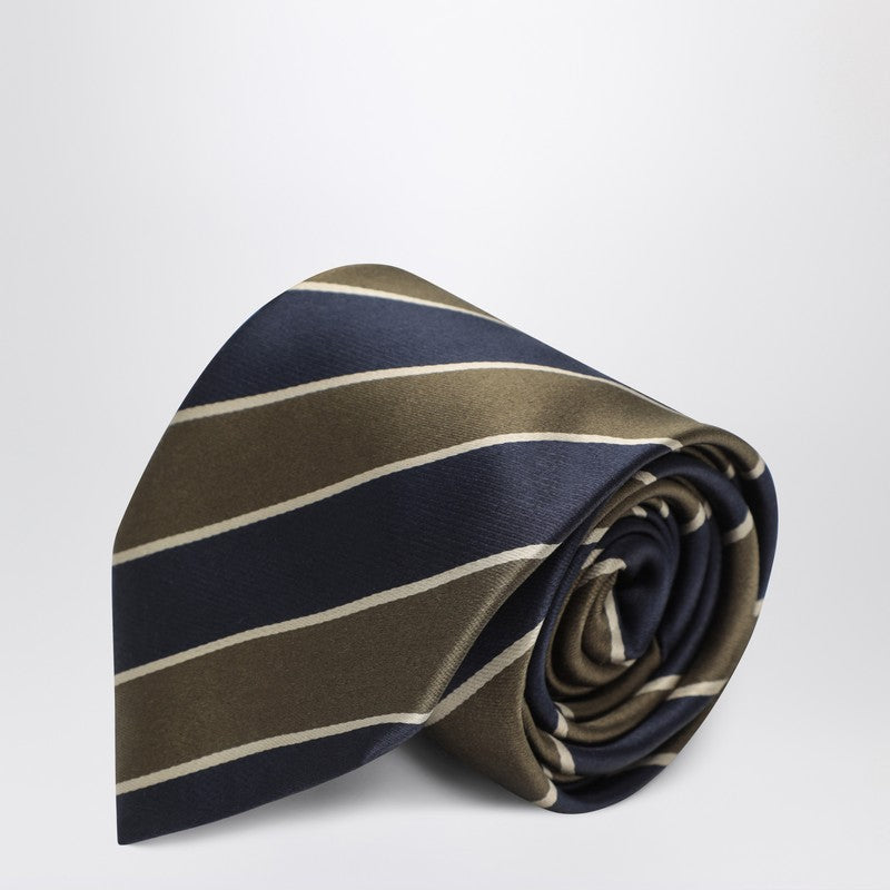 Saint Laurent Navy blue/multicolored striped silk tie