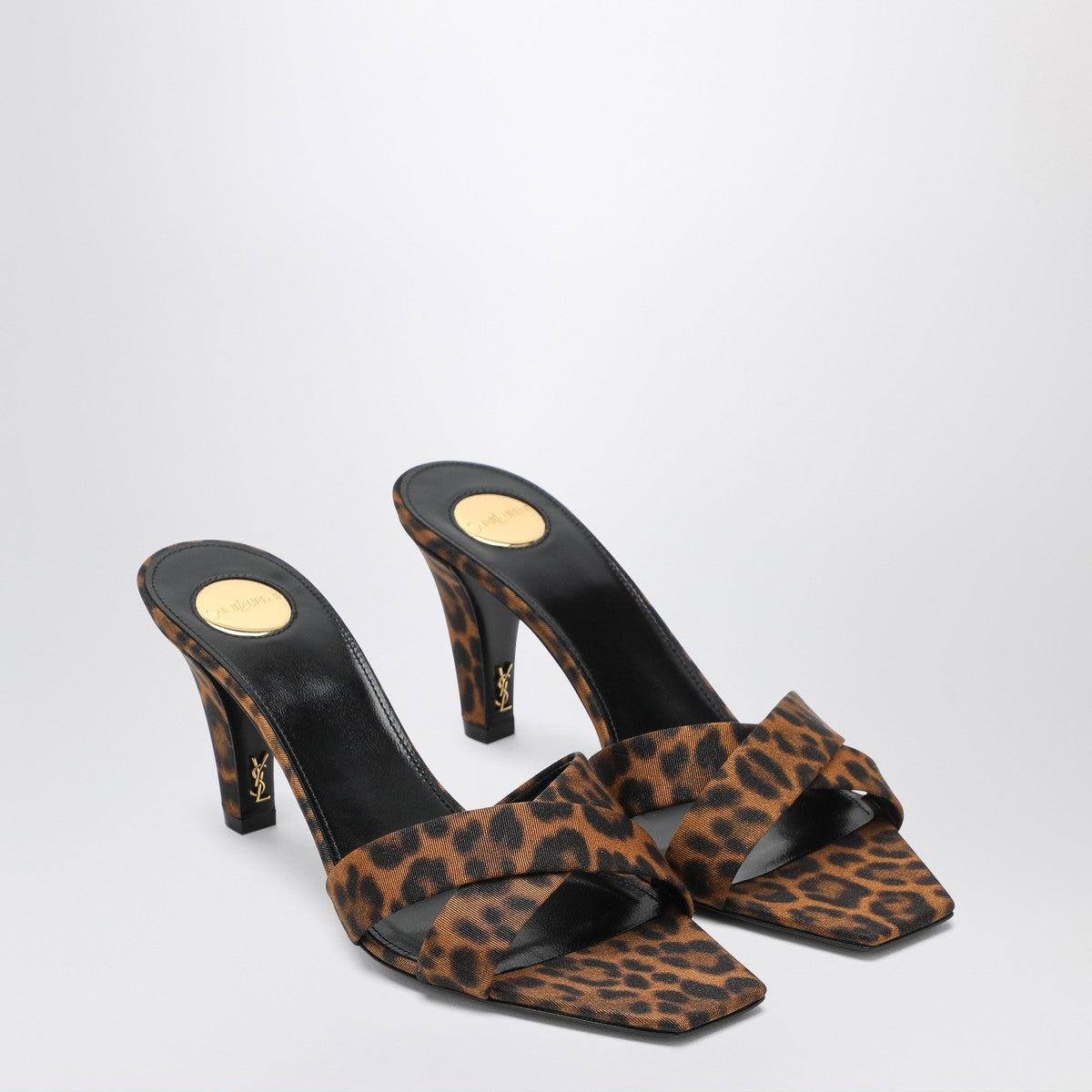 Saint Laurent Mule Jill in gros-grain leopard print