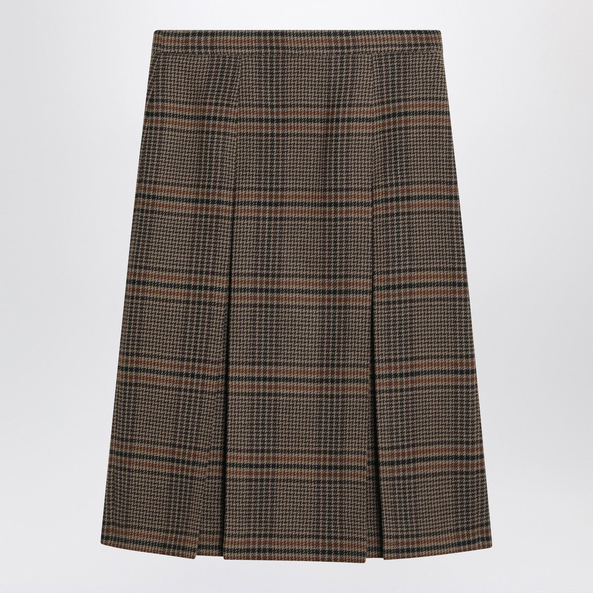 Saint Laurent Prince of Wales wool midi skirt