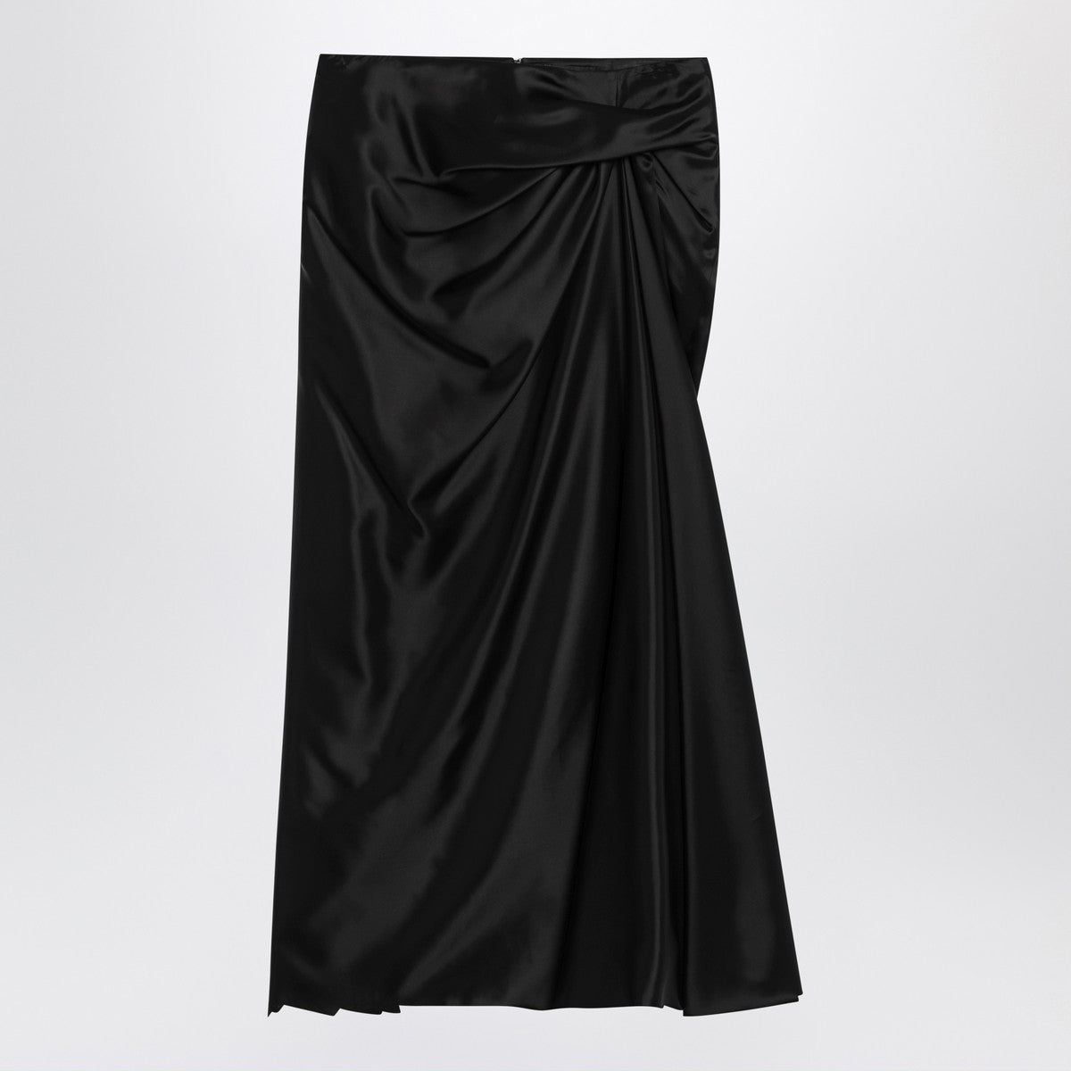 Balenciaga Draped black skirt in cupro twill